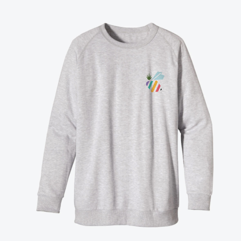 Athletic Grey Crewneck with Embroidered Echo Rainbow Bee
